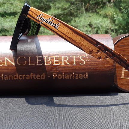 Zebrawood Sunglasses, Stars and Bars With Wooden Case, Polarized,