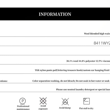 "Nostalgic Stroll" Wool Blended High Waist Curved Scimitar Casual