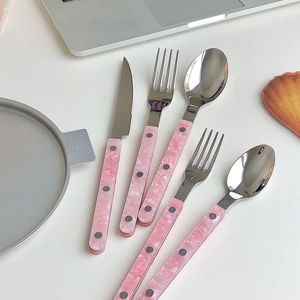 10-Pcs Sleek Modern Pinky Flatware Silverware Flatware Set