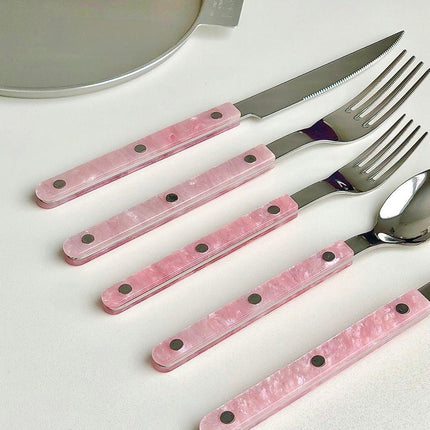 10-Pcs Sleek Modern Pinky Flatware Silverware Flatware Set