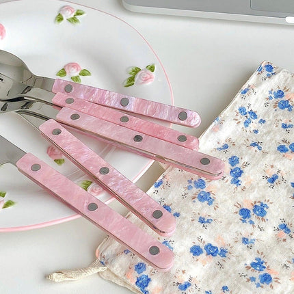 10-Pcs Sleek Modern Pinky Flatware Silverware Flatware Set