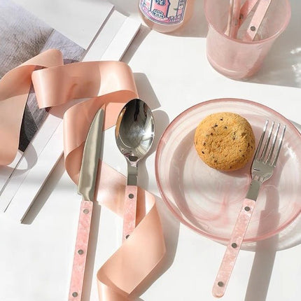 10-Pcs Sleek Modern Pinky Flatware Silverware Flatware Set