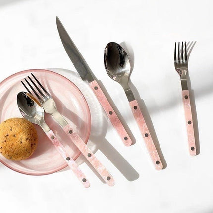 10-Pcs Sleek Modern Pinky Flatware Silverware Flatware Set