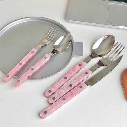 10-Pcs Sleek Modern Pinky Flatware Silverware Flatware Set