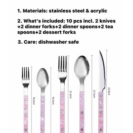 10-Pcs Sleek Modern Pinky Flatware Silverware Flatware Set