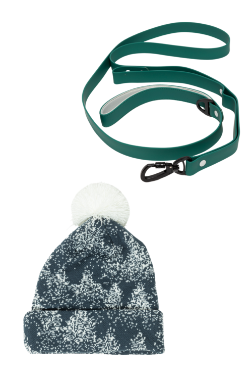 Spruce Winter Hat with Pom & Waterproof Leash