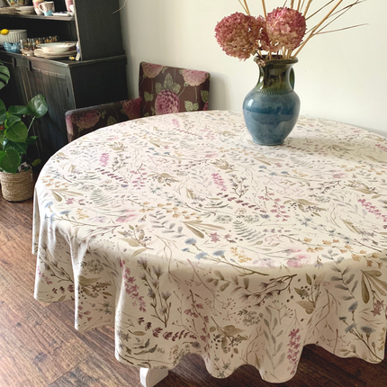 Round Tablecloth, Linen-Cotton Mix, Printed | Aitana