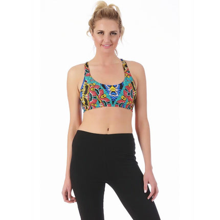 InstantFigure Activewear Printed Racer Back Crop Top -145019