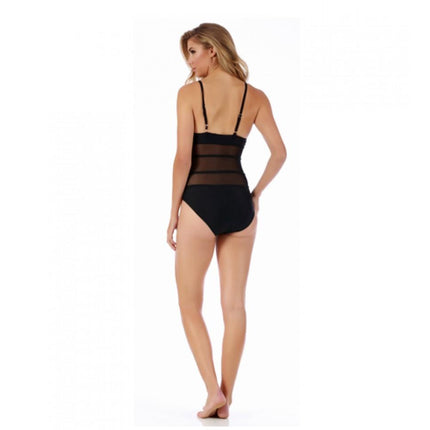 1PC Swimsuit with Mesh Cutouts and Cheeky Bikini Bottom 153714