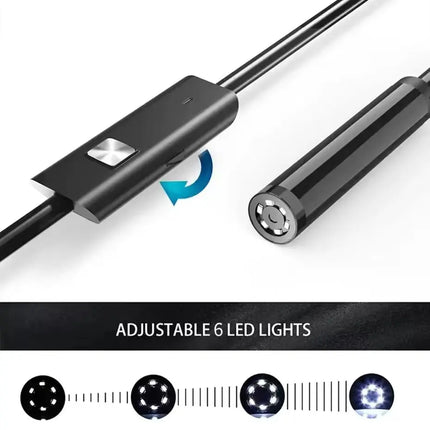 7.0MM TYPE-C Endoscope Camera IP67 Waterproof 6 LEDs Adjustable USB Android Flexible Inspection Borescope Cameras for Phone PC