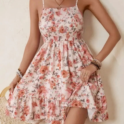 Smocked Floral Square Neck Cami Dress