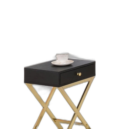 Sleek White and Brass End or Side Table