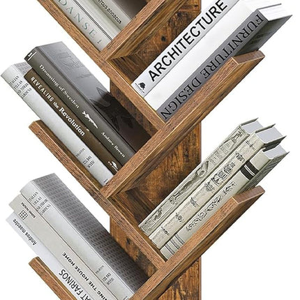 9 Tier Tree Book Shelf with Drawer, Floor Standing Bookshelf Storage