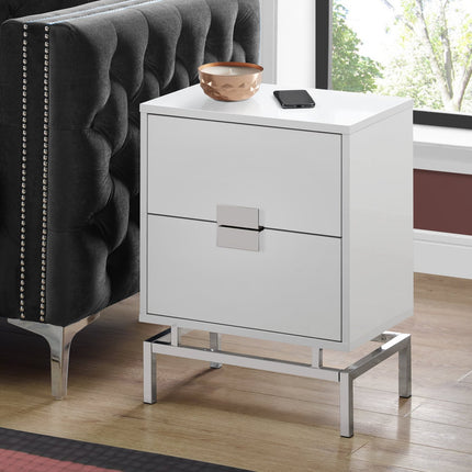 23.5" Particle Board and Chrome Metal Accent Table