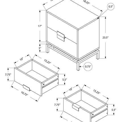 23.5" Particle Board and Chrome Metal Accent Table