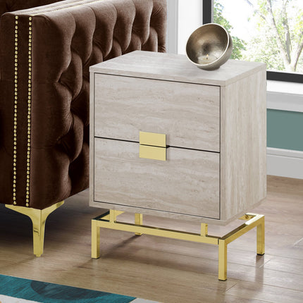 23.5" Particle Board and Chrome Metal Accent Table