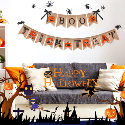 Halloween Burlap Banner Halloween Party Mantel Wall Hanging Supplies