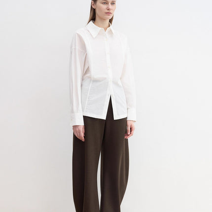 "Nostalgic Stroll" Wool Blended High Waist Curved Scimitar Casual