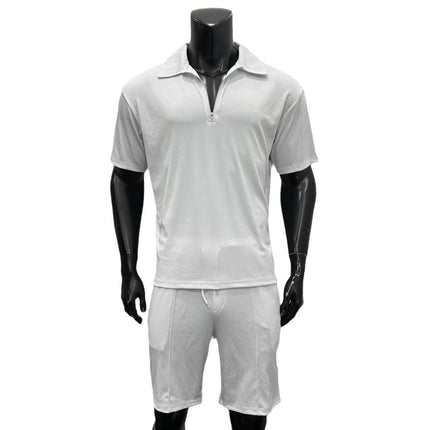 Summer Fashion Mens Clothing  Men's Suits New Zipper Polo Casual Short