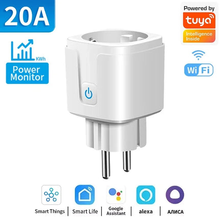 Tuya WiFi/Zigbee Smart Plug EU 16A/20A with Power Monitoring Timer Function Socket Compatible with Alexa Google Home Smart Life