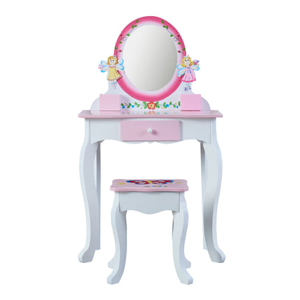 Wooden Makeup Dresser Furniture Girls Mirrored Dressing Table For Kids