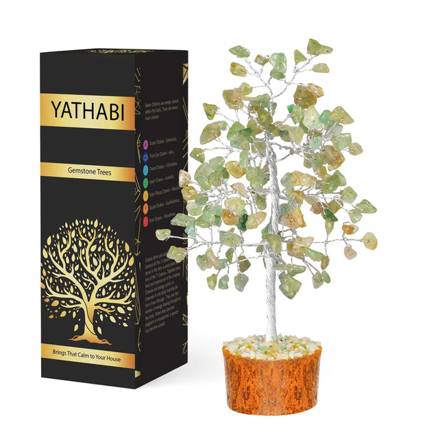 YATHABI Jade Tree Decor - Crystal Tree - Spiritual Things - Green Jade Crystals - Feng Shui Crystals and Stones - Crystal Tree of Life - Gemstones Tree - Jade Stone Bonsai Tree - Good Luck Gifts