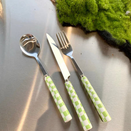 6 - Pack Modern Checkered Flatware Sets ( $4 / count )