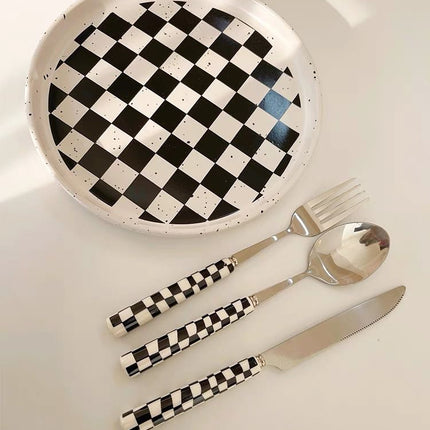 6 - Pack Modern Checkered Flatware Sets ( $4 / count )
