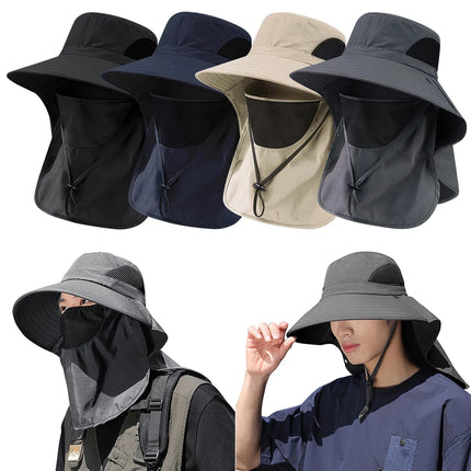 1Set Summer Sun Hats Neck Flap Fisherman Hat UV Protection Outdoor Hunting Fishing Cap For Hiking Camping Visor Bucket Hat