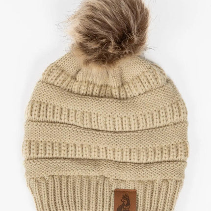 Knit Hat with Pom and Vegan Leather Dog Leash