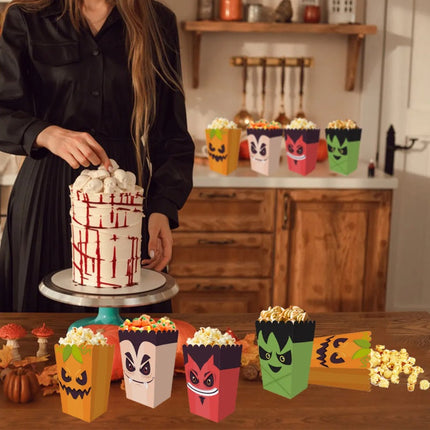 12 Pieces Halloween Popcorn Box Halloween Party Favor Snack Treat