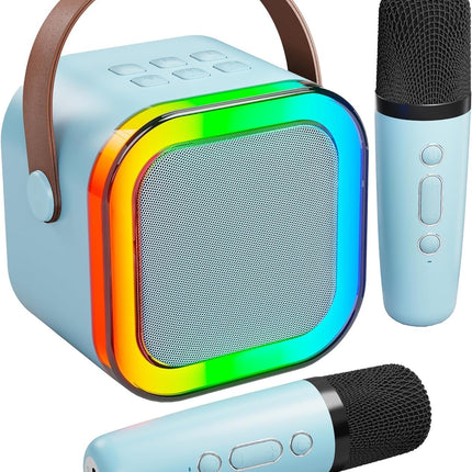 Risebass Mini Karaoke Machine for Kids Adults, Portable Bluetooth Speaker with 2 Wireless Microphones, Toys Birthday Gifts for Girls  Years Old Toddler Teens.-5