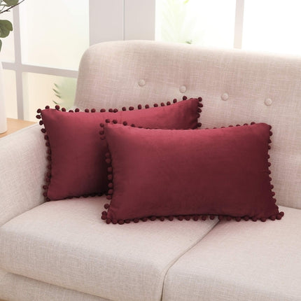 Velvet Throw Pillow Covers with Pom-Poms, 26x26 Inch