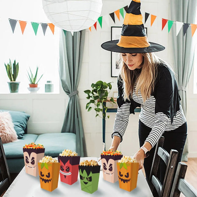 12 Pieces Halloween Popcorn Box Halloween Party Favor Snack Treat