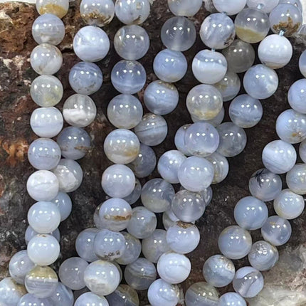 Dendritic Blue Lace Agate Round 6mm 8mm-3