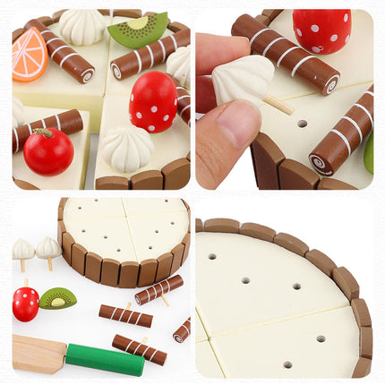 Mini Magnetic Cake Cutter Toy for Kids - Wooden Playhouse Slicer