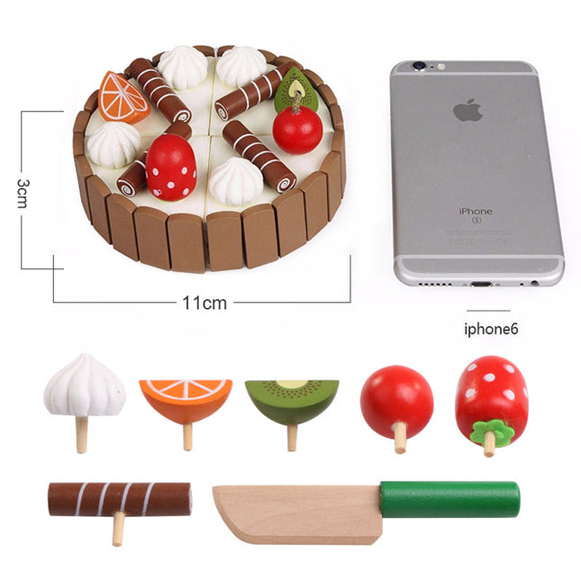 Mini Magnetic Cake Cutter Toy for Kids - Wooden Playhouse Slicer