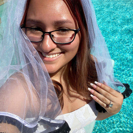 Black Fringe Trimmed Bachelorette Party Veil