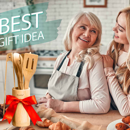 Bamboo Kitchen Utensils Set - Wooden Cooking Utensils 8-Pack