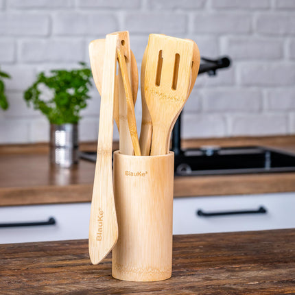 Bamboo Kitchen Utensils Set - Wooden Cooking Utensils 8-Pack