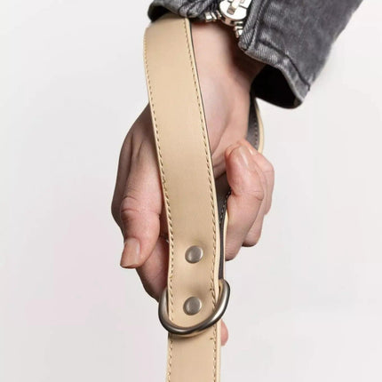 Knit Hat with Pom and Vegan Leather Dog Leash