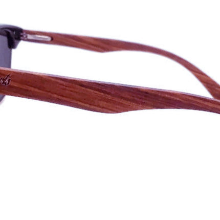 Real Walnut Wood Club Style Sunglasses, Polarized Lenses