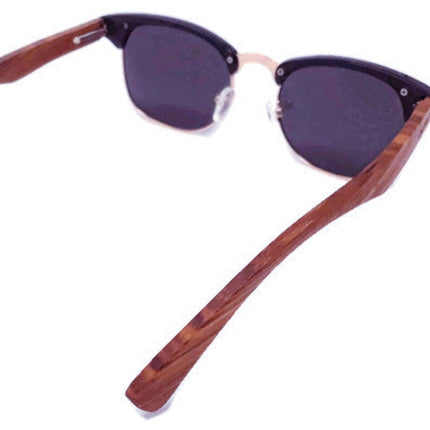 Real Walnut Wood Club Style Sunglasses, Polarized Lenses