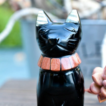 Black Obsidian Cats with Stone Collar