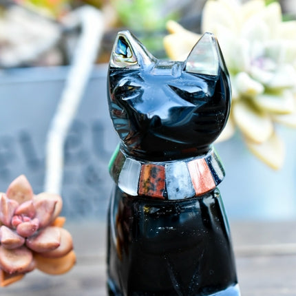 Black Obsidian Cats with Stone Collar