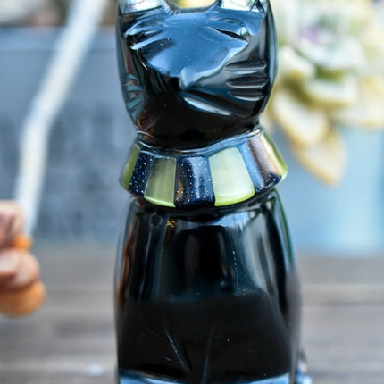 Black Obsidian Cats with Stone Collar
