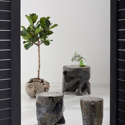 Side Table Black Wash Round