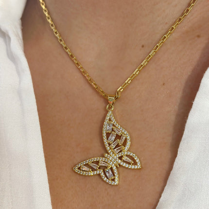 ‘Crystal Butterfly’ Gold Plated Necklace