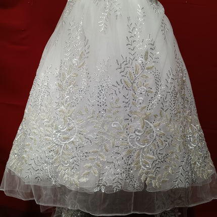 Beaded & Sequined Lace Fabric Embroidered on 100% Polyester Net Mesh | Lace USA - GD-67216-1
