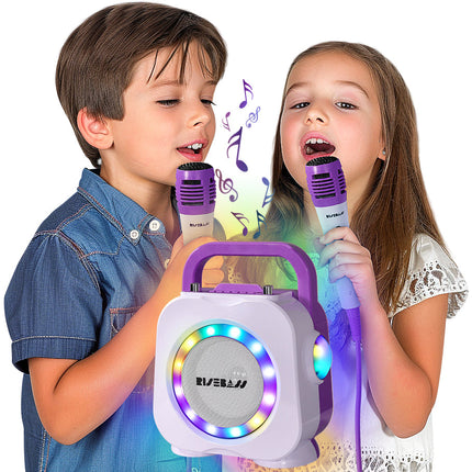 Purple Kids Bluetooth Karaoke Machine with 2 Microphone-2